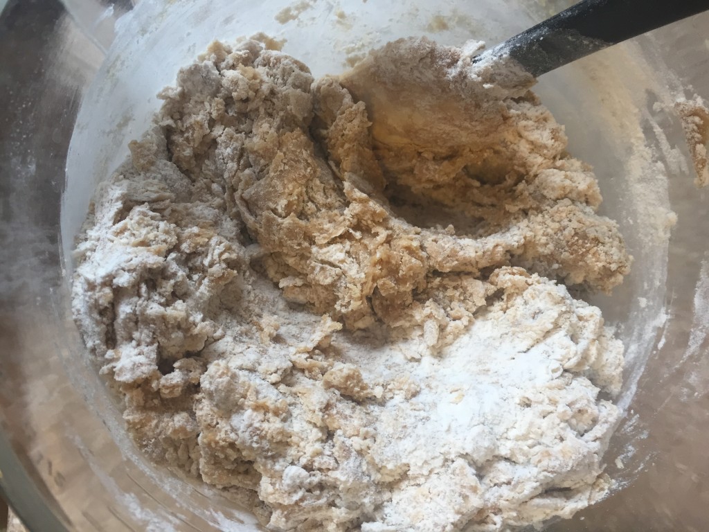 Mixing the cookie dough batter