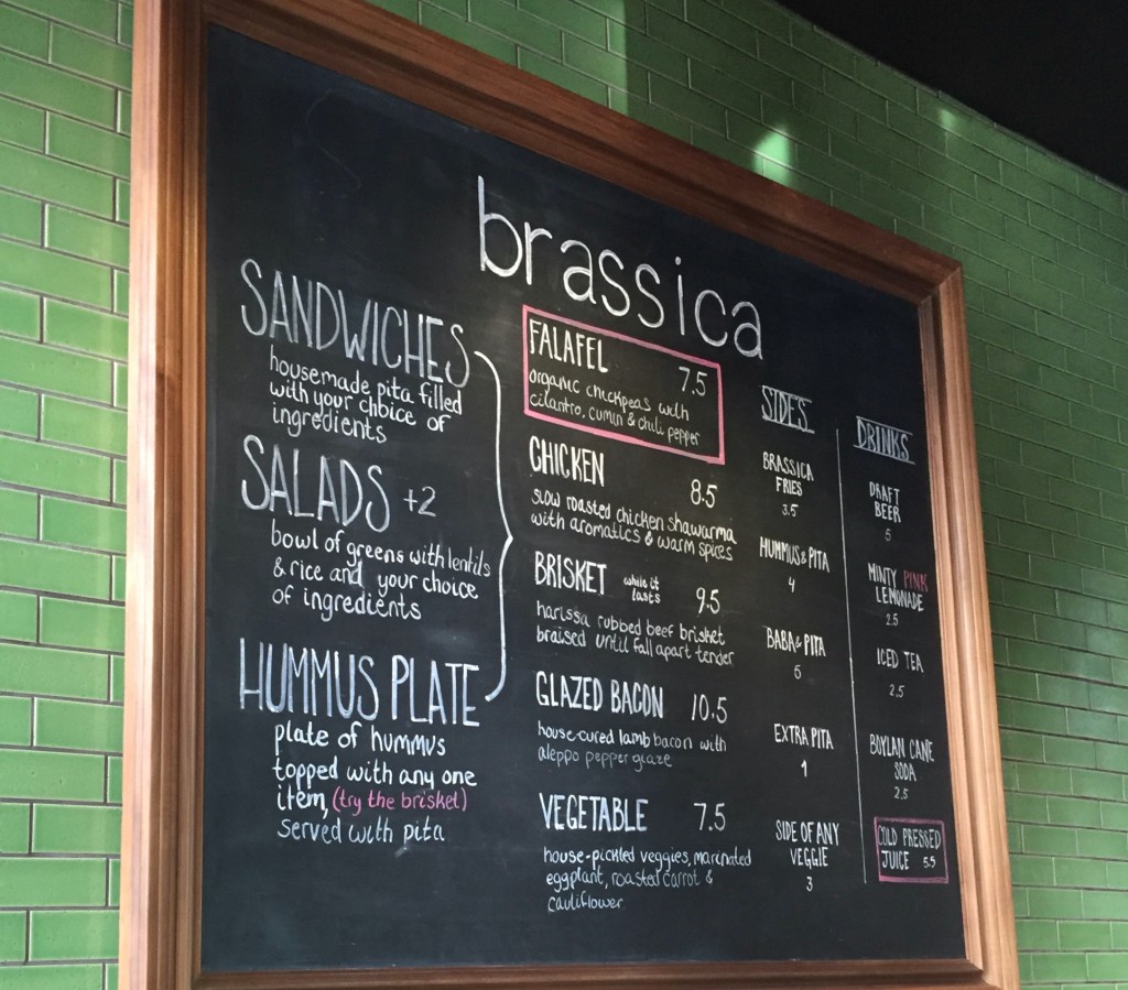 The menu at Brassica