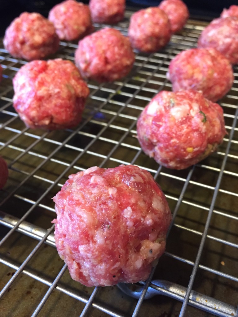 Meatballs ready for the oven