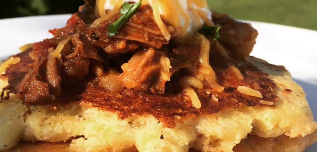 Fresh Corn Cakes with Spicy Shredded Beef